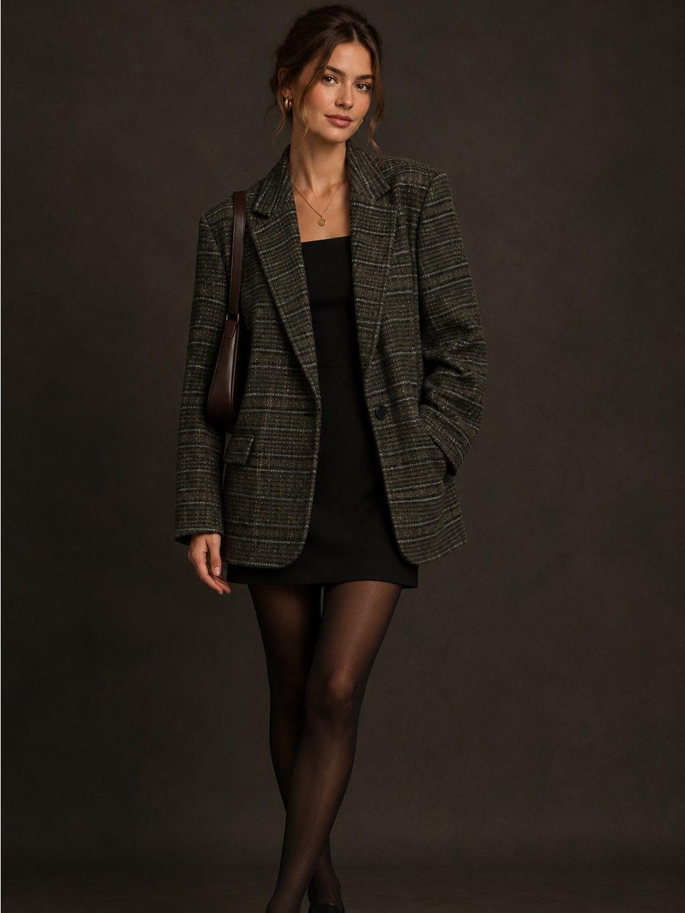 St John’s Bay VTG style dark academia green plaid Fall preppy blazer jacket XXL